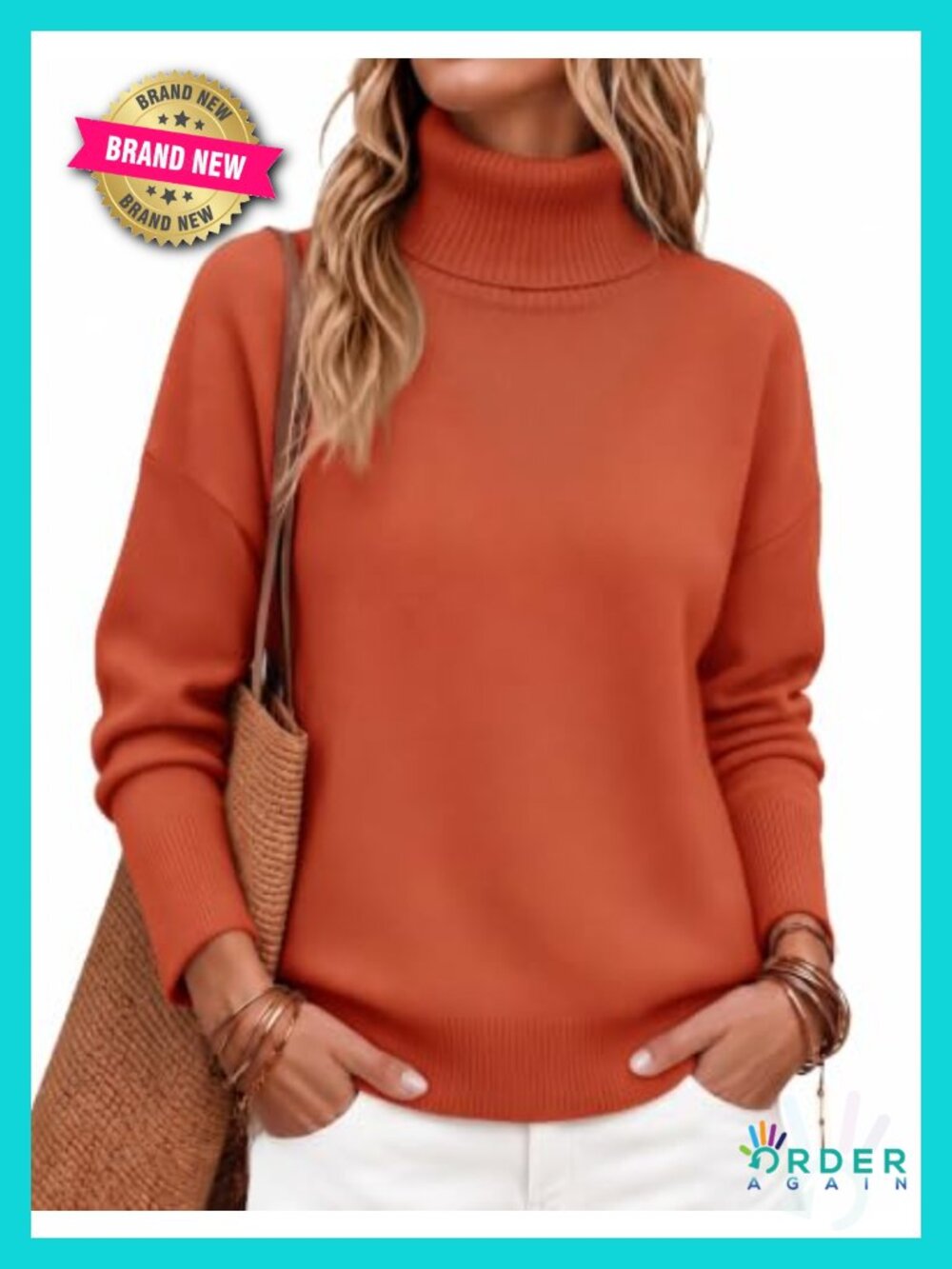 Chunky Knit Turtleneck Sweater Oversized High Low Hem Pullover